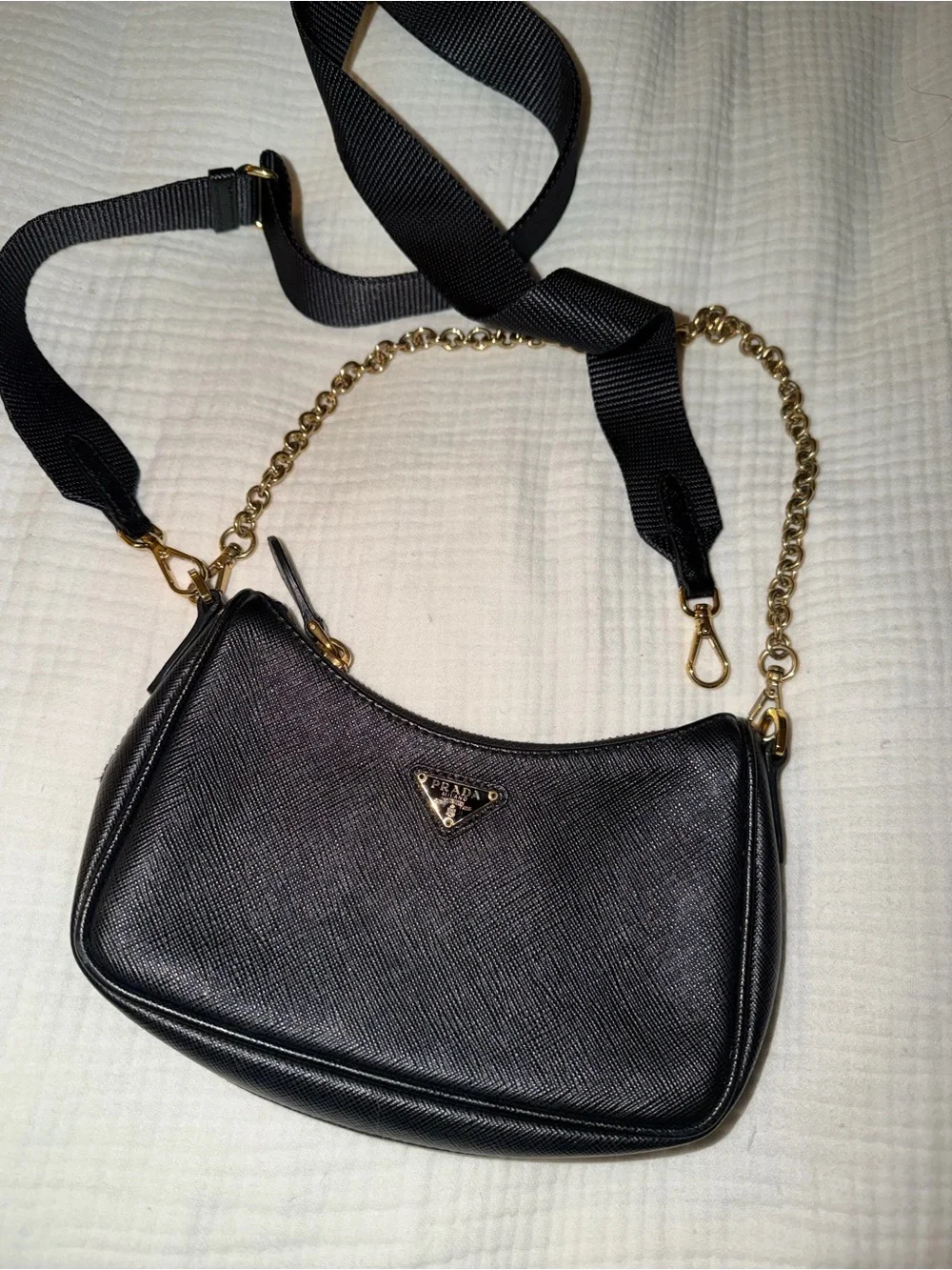 PRADA Black Saffiano Re-Edition Bag Leather